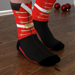 Red Nutcracker Toy Soldier Uniform Christmas Socks