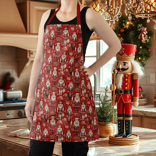 Red nutcrackers pattern Christmas Apron