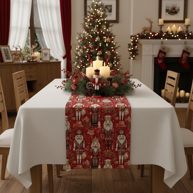 Red nutcrackers pattern Christmas Short Table Runner (Creator Uploaded)