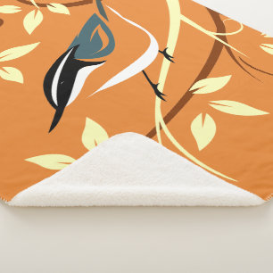 Red Nuthatch Bird Sherpa Blanket