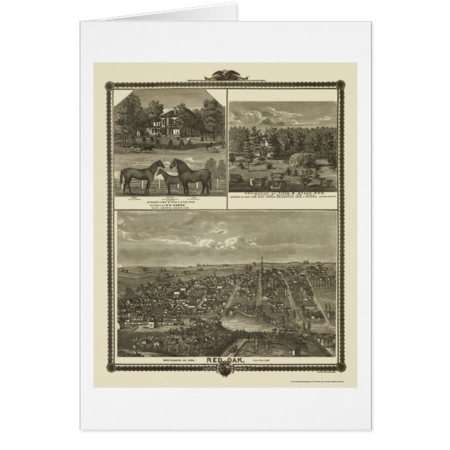 Red Oak, IA Panoramic Map - 1875 (Front)