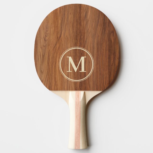 Red Oak Wood Monogram Ping Pong Paddle (Back)
