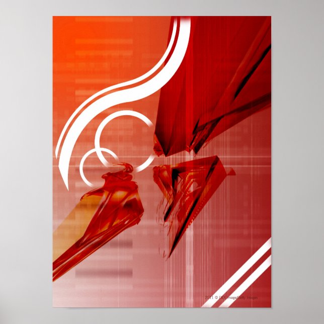 Red objects with white lines poster (Front)
