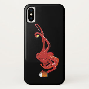 Red Octopus Beer Lover iPhone X Case