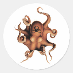 Red octopus classic round sticker