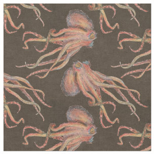 Red Octopus Fabric
