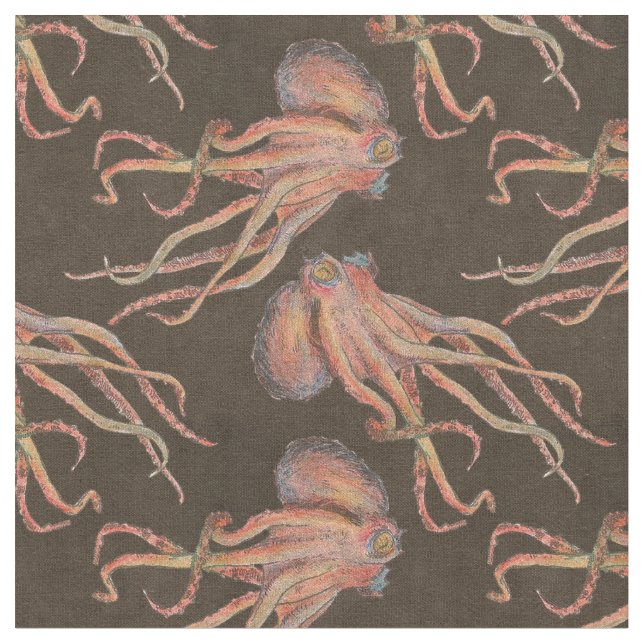 Red Octopus Fabric (Close Up)