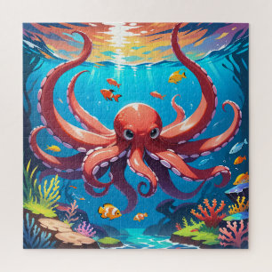 Red octopus jigsaw puzzle