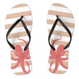 Red octopus modern beach white sand striped thongs