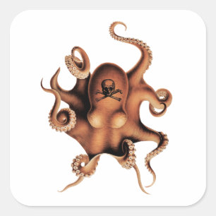 Red  octopus           square sticker