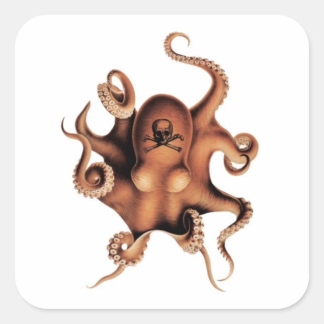 Red  octopus           square sticker (Front)