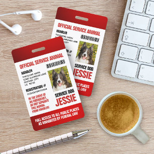 Red Official Service Animal ID Badge