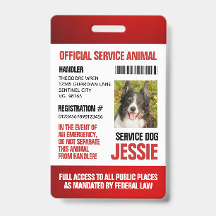 Red Official Service Animal ID Badge