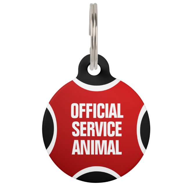 Red Official Service Animal Pet Tag (Front)