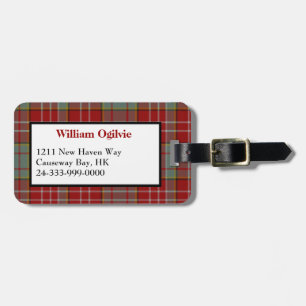 Red Ogilvie Tartan Plaid Luggage Tag