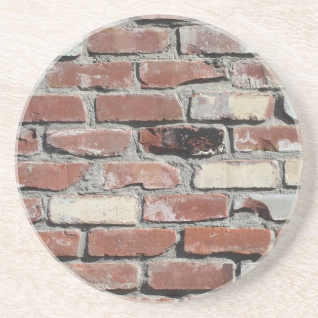 Red old brick wall effect coaster (Front)