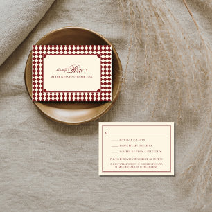 Red Old Money Wedding Mail In with Meal Choice RSVP Card