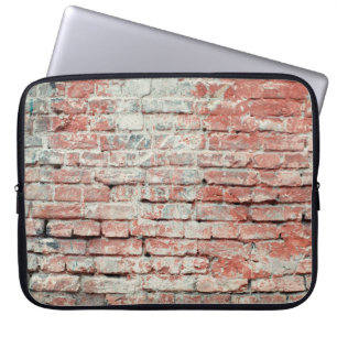 Red old worn brick wall texture background. Vintag Laptop Sleeve