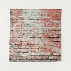 Red old worn brick wall texture background. Vintag Tapestry