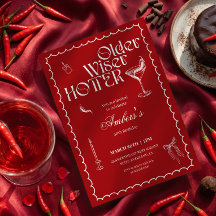 Red Older Wiser Hotter Birthday Invitation