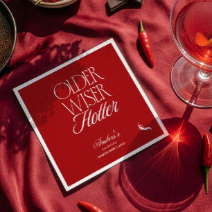 Red Older Wiser Hotter Birthday Napkin