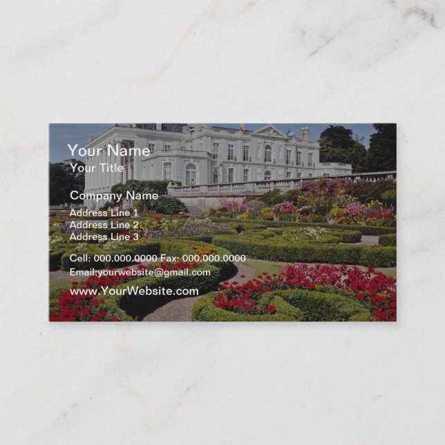 Red Oldway mansion, Paignton, Devon, England flowe Business Card (Front)