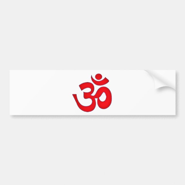 Red OM,AUM, SANSKRIT, MANTRA, TANTRA, YOGA Bumper Sticker (Front)
