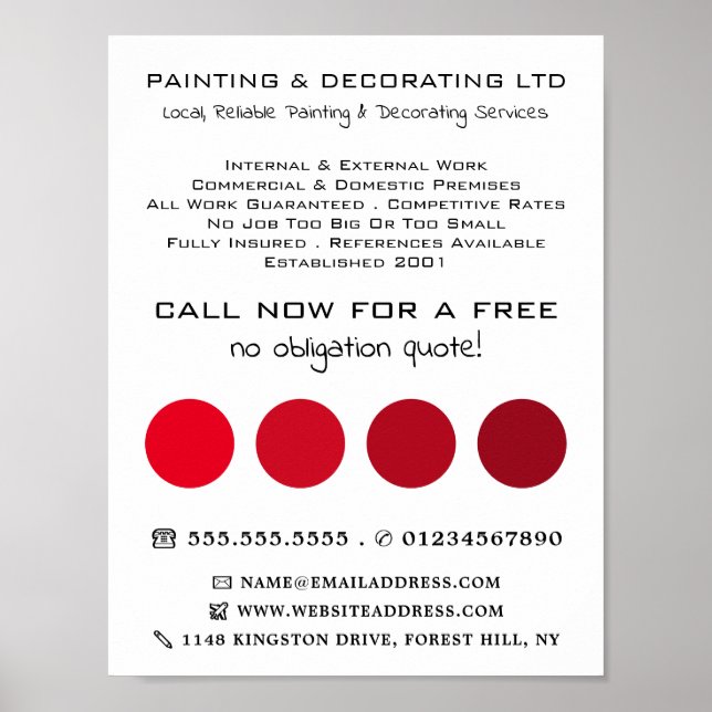 Red Ombre Circles, Painter & Decorator Poster (Front)