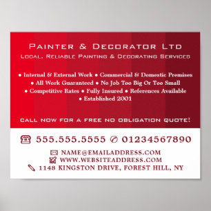 Red Ombre Stripes, Painter & Decorator Poster