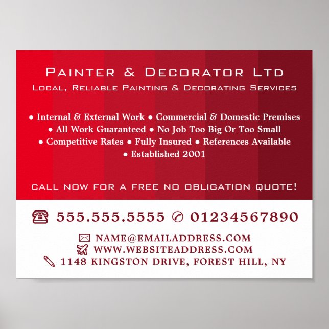 Red Ombre Stripes, Painter & Decorator Poster (Front)