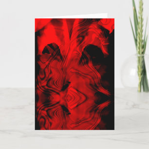 Red on Black Abstract Fantasy Floral Design Card