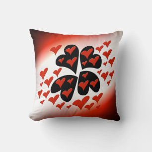 Red on Black Hearts Cushion