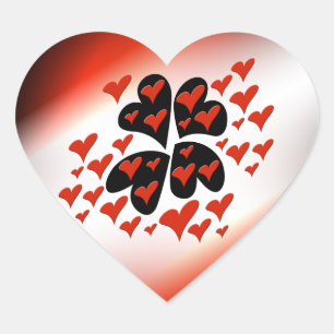 Red on Black Hearts Heart Sticker