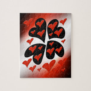 Red on Black Hearts Jigsaw Puzzle