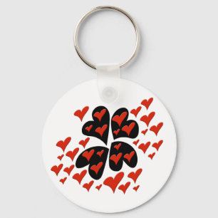Red on Black Hearts Key Ring