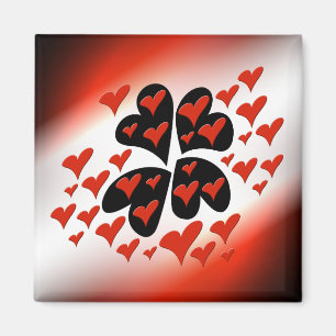 Red on Black Hearts Magnet