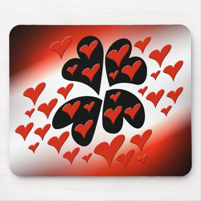 Red on Black Hearts Mouse Pad (Front)