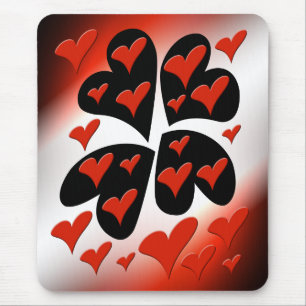 Red on Black Hearts Mouse Pad