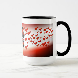 Red on Black Hearts Mug