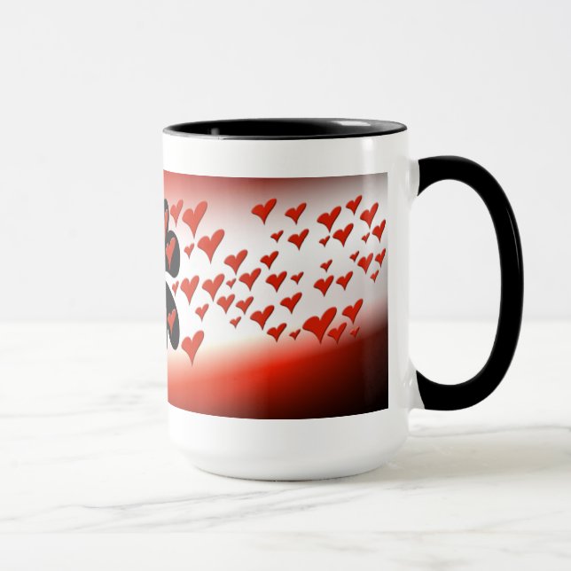 Red on Black Hearts Mug (Right)
