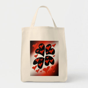 Red on Black Hearts Tote Bag