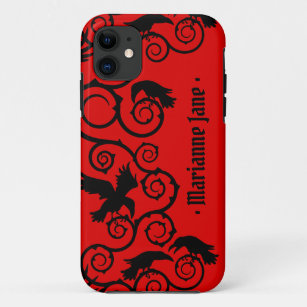 Red on Black Witch Gothic Victorian Raven Goth Case-Mate iPhone Case