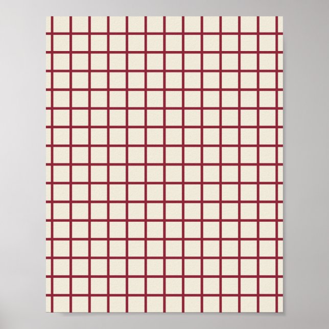 Red On Cream Grid Poster (Front)