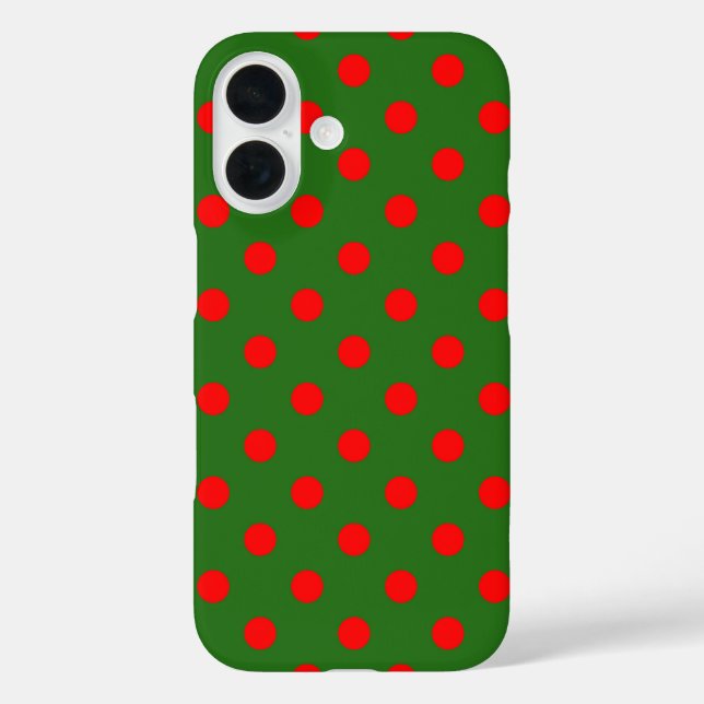Red On Green Polka Dots Pattern Design  Case-Mate iPhone Case (Back)