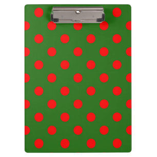 Red On Green Polka Dots Pattern Design Clipboard