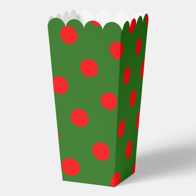 Red On Green Polka Dots Pattern Design  Favour Box (Back)