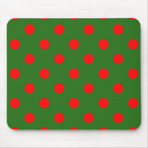 Red On Green Polka Dots Pattern Design Mouse Pad