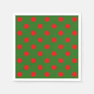 Red On Green Polka Dots Pattern Design  Napkin