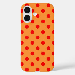 Red On Orange Polka Dots Pattern Design  iPhone 16 Case