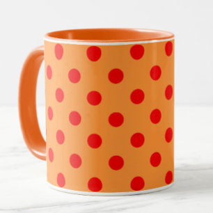 Red On Orange Polka Dots Pattern Design Mug